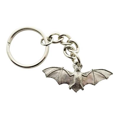 China Wholesale Metal Novelty 3D Bat Silver Plated Zinc Alloy Keychain for sale