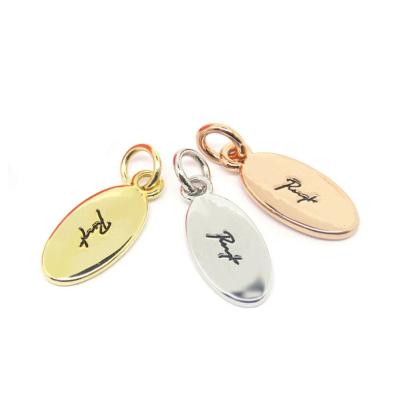 China Custom Europe Silver Gold Branded Jewelry Metal Logo Tag for sale