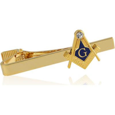 China Custom Wholesale Brass Metal Pin Tie Clip Supplier Bulk Tie Digger Masonic Tie Clip for sale