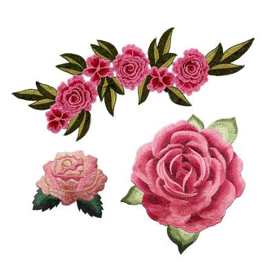 China custom 3D women dress decorative embroidery flower patches for clothes for sale