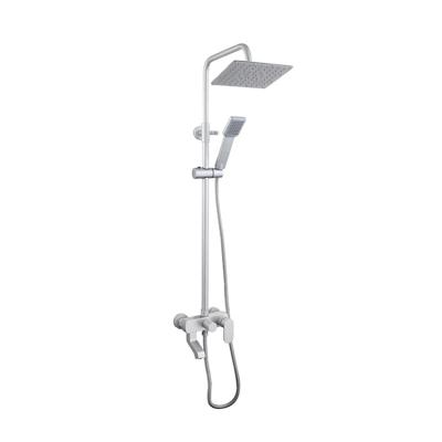 China Polished Modern Space Matte Aluminum Waterfall Rain Bathroom Shower Set for sale