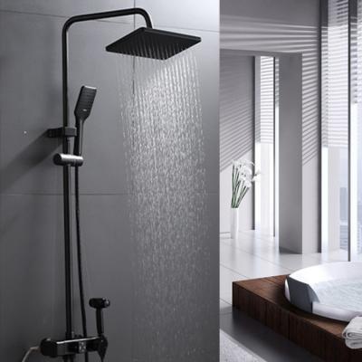 China Modern Wire Drawing Space Aluminum Champagne Color Rainfall Digital Shower Set for sale