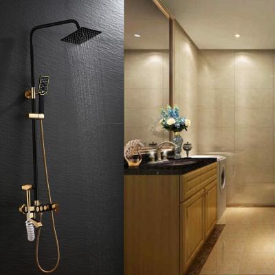 China Gold Modern Aluminum Matte Black Shower Head Wall Mounted Space Shower Set for sale