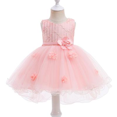 China High Quality Washable Satin Girl Dress Flower Girl Birthday Pink A Line Princess Party Wear Dress for sale