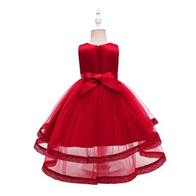 China New Arrival Girl Wedding Bridesmaid Dress Washable Mesh Puff Sleeve Dress for sale