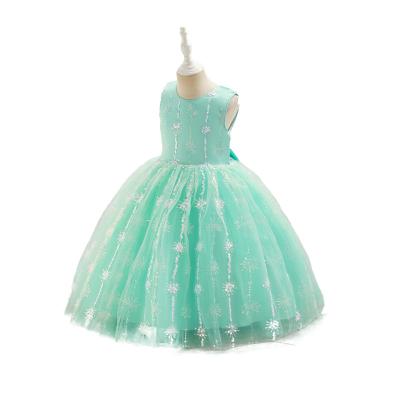 China New Summer Wind Dress 2022 Children Princess Washable Soft Sequin Dress Girl Fluffy Gauze Dress Catwalk for sale