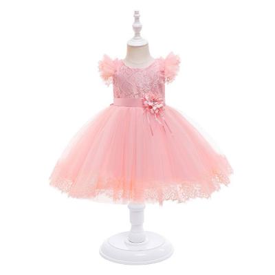 China Factory Wholesale Washable Children's Dress 0-24 Months Yarn Puff Sleeve Girls Performance Net Dress for sale