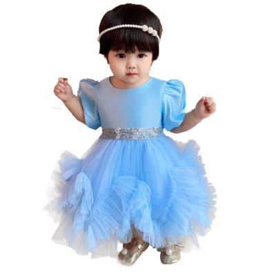 China China factory washable soft and cute short sleeve puffy dress children baby princess dress baby clothes for sale