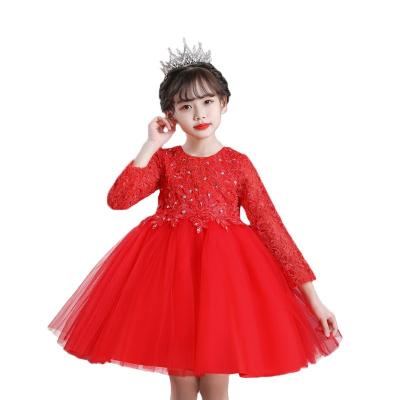 China Washable Soft Style Breathable Dresses Lace Up Long Sleeves Girl Dress Design For 3-13 Years Kids for sale