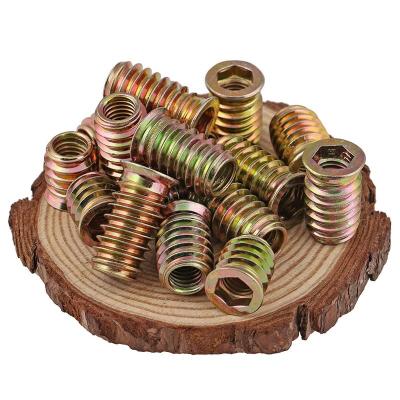 China Furniture desk table din934 hex nut hex drive threaded insert nut zinc alloy wood type D nut for furniture wood for sale