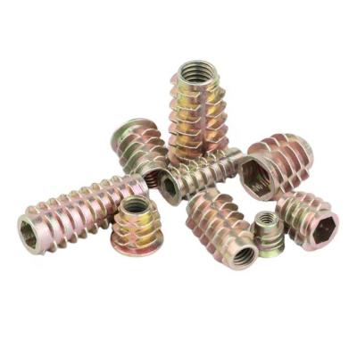 China Stock Thread Inserts Carbide ZINC Threaded Stainless Steel Wood Brass Type D Rivet Tube Insert T-Nut for sale