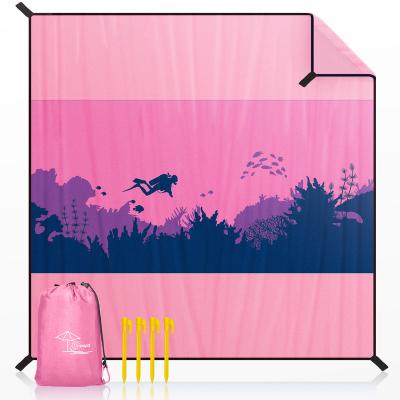 China Waterproof and Breathable Outdoor Beach Mat China Factory of Mat Waterproof Outdoor Printed Picnic Mat Nylon Taffeta Sand Free Camping for sale