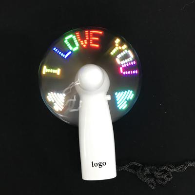 China Handheld Fan OEM Mini Size Cheap Price Colorful LED Mini Portable Fan Battery Operated Business Gift Advertising Portable Item Custom Message for sale