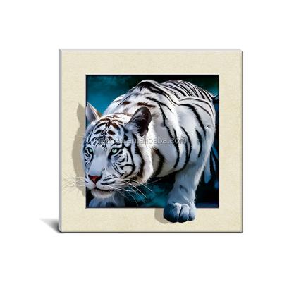 China Europe lenticular 5d image of white tiger for home decoration with frameless for sale