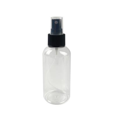 China Boston Shape Boston Shape 4 Ounce Plastic Pet Bottle With Mist Spray Caps For Liquid Perfume Bottle for sale