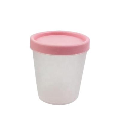 China Factory price single wall ice cream cup shape 240ml frosted single wall pp mug with pink color screw lid for skin care cream for sale