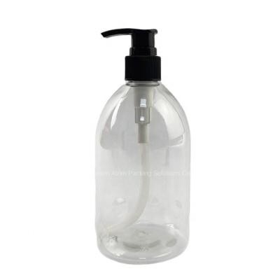 China Personal Care 400 ml Boston Shape Point Decorated Round PET Bottle With White Lotion Pump Cap For Liquid Soap Bottle for sale