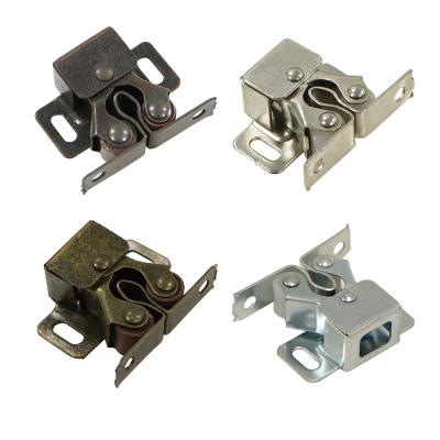 China Traditional Double Roller Latch Spring Cabinet Door Stopper Antique Cabinet Door Roller Hook for sale