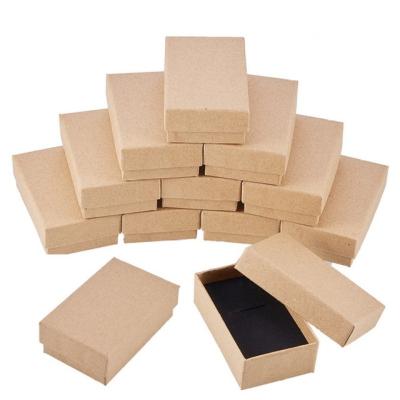 China Recyclable Kraft Paper Jewelry Box Gift Cardboard Boxes Women Jewelry Gifts Packaging With Sponge Inside for sale