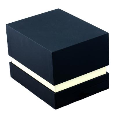 China Mens Womens Handmade Rectangle Shape Original Black Watch Box Packaging Box Gift Box For Watch for sale