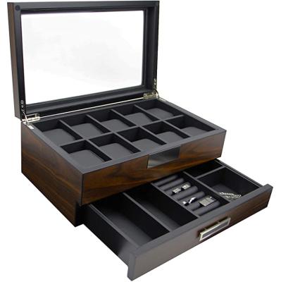 China Double Layer Handmade Luxury Fashion Watch Box Wooden Watch Package Box Watch Storage Gift Box For Men for sale