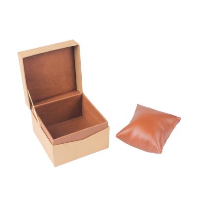 China Recyclable And Friendly Logo Custom Embossed Paper Watch Hot Silver Box With Silk Cotton Leather Pillow for sale