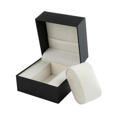 China Gift & Cheap Hot Sale Promotion Custom Plastic Craft Shell Paper Watch Box With Velvet Pillow And Pocket Insert for sale