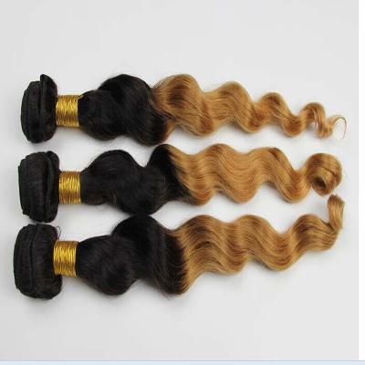 China Grade5A Queen Brazilian Ombre Hair 1b/27 Hair extension . Loose wave ombre human hair for sale