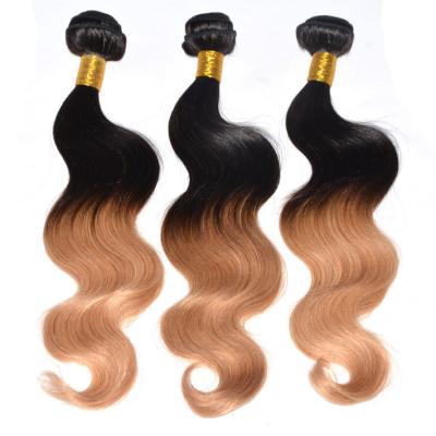 China Factory cheap best 5A quality 26inch blonde 1B/27 unprocessed body wave brazilian ombre blonde hair extensions for sale