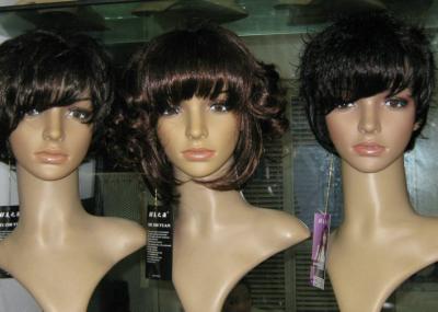 China Brown Petite Curly Bang Synthetic Hair Wigs 10” - 30”Length OEM ODM for sale