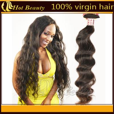 China Natural Wave Remy Brazilian Virgin Human Hair Extensions 12'' - 32'' Black for sale