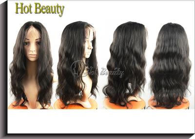 China Hand Tied Remy Human Hair Front Lace Wigs 1B# / 5A Virgin Remy Hair for sale