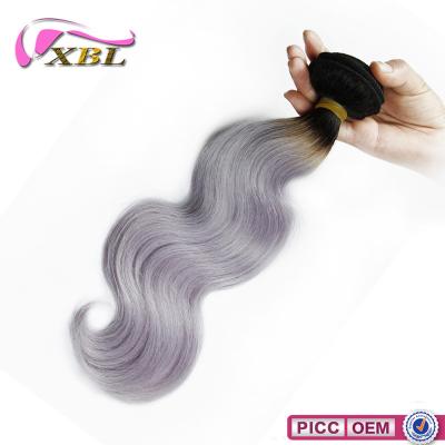 China 7A Virgin Indian Ombre Human Hair Extensions XBL Body Wave Grey Hair Weaving for sale