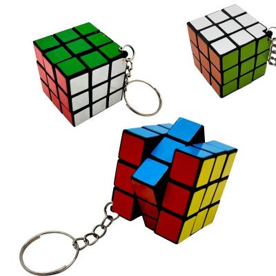 China New ABS plastic toy gift key chain magic cube folding cube puzzle keychain for sale