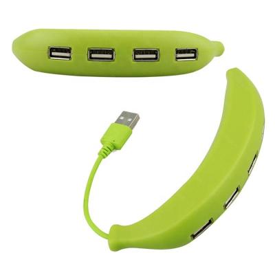 China ABS USB 2.0 Fast Data Transport Speed ​​Banana Shape 4 USB HUB Splitter Adapter Left Cable Beautiful With Customized Logo for sale