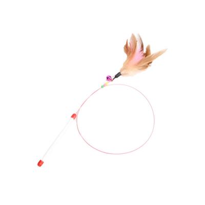 China Feather Cat Teaser Stick Toy Kitten Cat Pet Toy Wire Game Chaser Magic Wand for sale