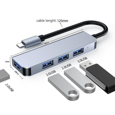 China Gigh-end Aluminum Magnesium Alloys Aluminum Type C USB C To USB Hub 4 Ports Usb Hubs For 2020/2019 Air Pro Dell Chromebook And More for sale