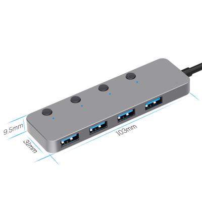 China Gigh-end aluminum and magnesium alloy 4 port usb 2.0 3.0 hub charger with led person lighted for slash for sale