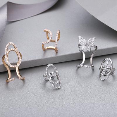 China Fingernail Ring Geometric Butterfly Adjustable Fingertip Nail Ring Women Zircon Beauty Gold Plated Copper Delicate Hip Hop Finger Nail Ring Real for sale