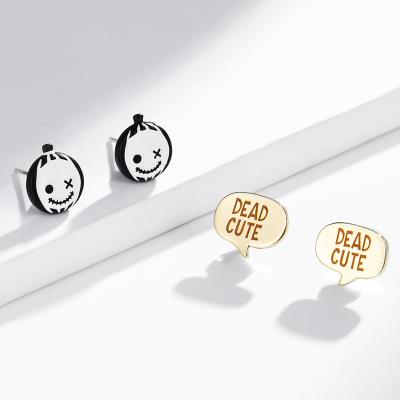 China Lovely Halloween Cartoon Stud Earrings Halloween Stud Earrings CIA Original Design Lovely 925 Needle Trick Pumpkin Enamel Cartoon Earrings money for women for sale