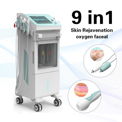 China Dermabrasion 9 In 1 Hydra Beauty Facial Machine Cleaning Aqua Peeling Ultrasound Hydra Machine for sale