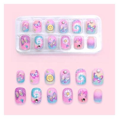 China Custom Kids ABS Plastic Fake Nails Waterproof+Eco-friendly Pattern Nail Sticker for sale