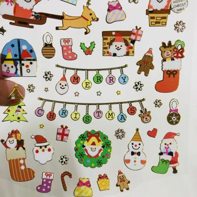 China Gold Foil Stamp Custom Hot Sell Merry Christmas Decorative Sticker for sale