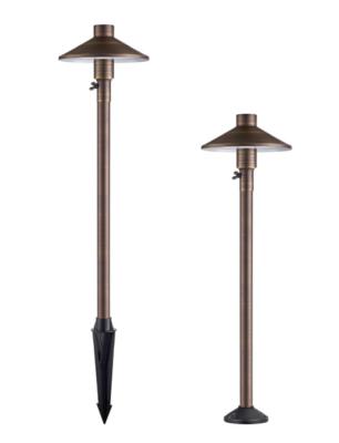 China 12 Volt LED Garden Spike Lights G4 Tempered Glass Antique Brass Spike Or Surface Mounted for sale