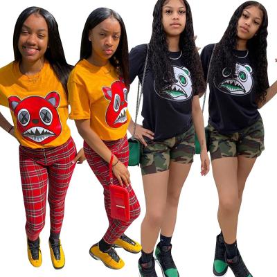 China Bear Regular Casual Pattern Cartoon Shirts Short Sleeve Designer 2021 Graphic Tee for sale