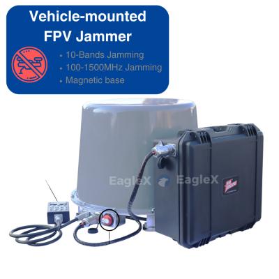 China 100MHz-1500MHz Vehicle-Mounted Car Use FPV Drone Jammer Countermeasure Equipment with Magnetic base for sale