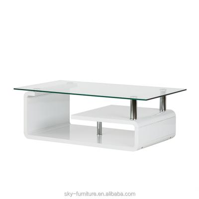 China SKY Adjustable Ware (Height) Furniture High Gloss Tempered Glass Coffee Table for sale