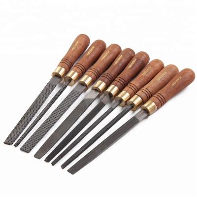 China 2018 premium material new design 8inch hardened steel hand file and hand rasp file set with wood handle for sale