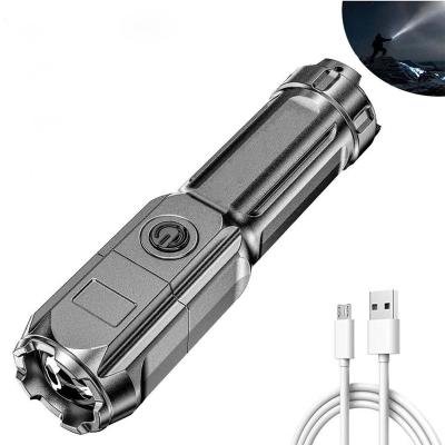 China Outdoor Emergency Camping Torch Flashlight Ultra Bright Zoomable Tactical Torch USB Rechargeable Flash Light for sale