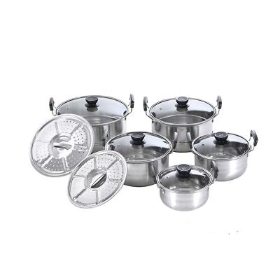 China Viable Hot Selling Stainless Steel with American Steel Lid and Plastic Handle Pot Kitchen Pot Set Top for Cooking for sale